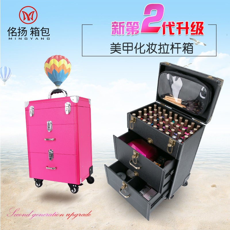 Advanced Professional Tattoo Nail Art Case Universal Brake Wheel Rod Cosmetic Case Multi-Level Large Capacity Beauty Toolbox - Image 2